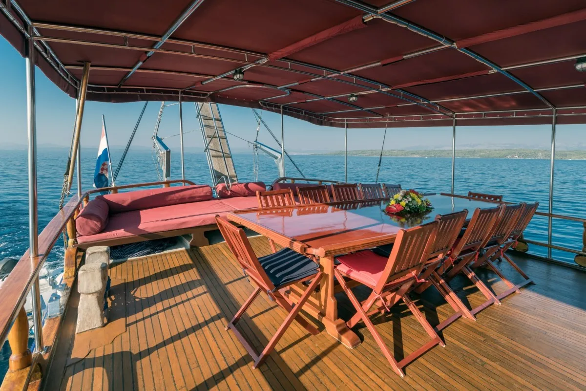 Deck of Tango, a Custom Made Tango yacht at Grad Kaštela, Croatia