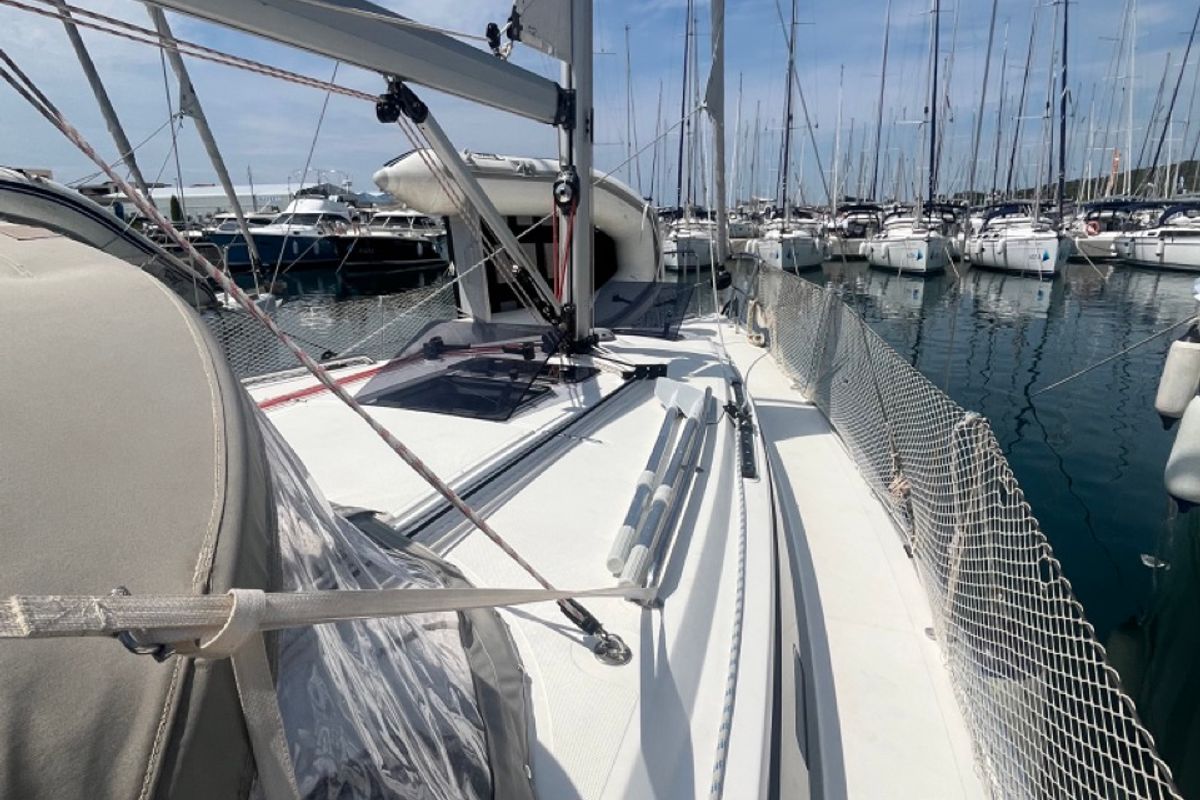 Deck of TIKA, a Bavaria Cruiser 34 sailboat at Općina Sukošan, Croatia