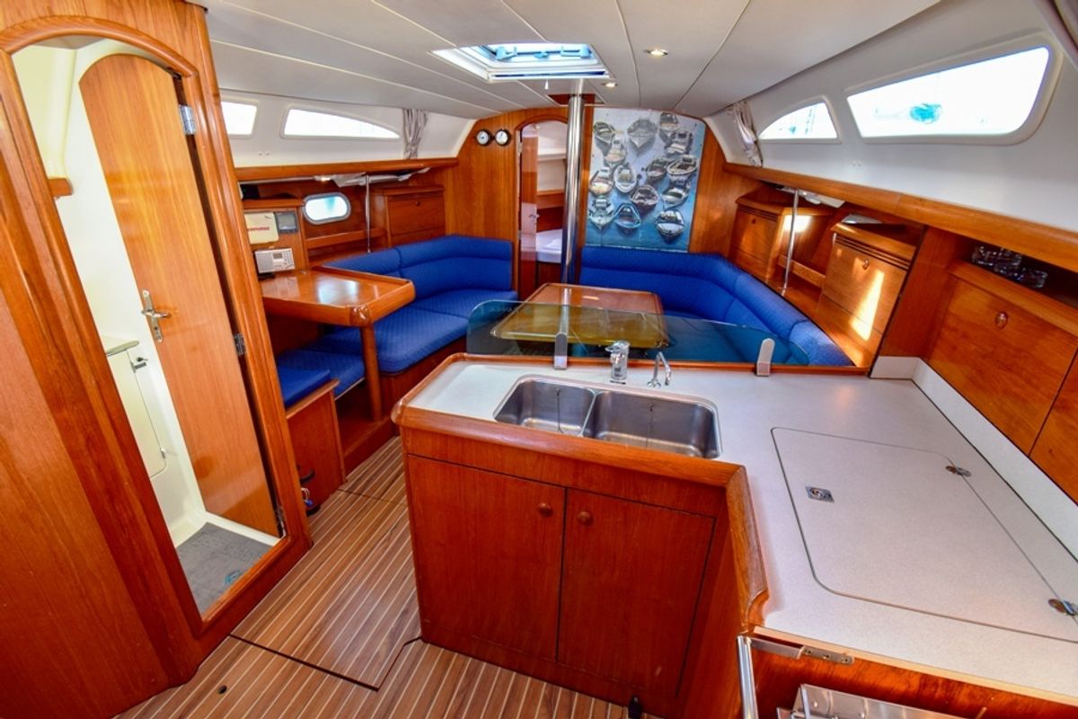 Galley of Kacamak, a Jeanneau Sun Odyssey 37 sailboat at Marmaris, Turkey