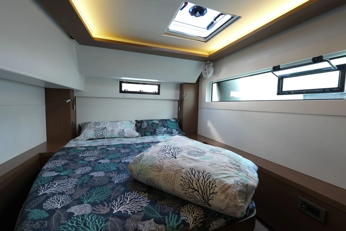 Cabin on Barone, a Lagoon 46 catamaran at Salerno, Italy