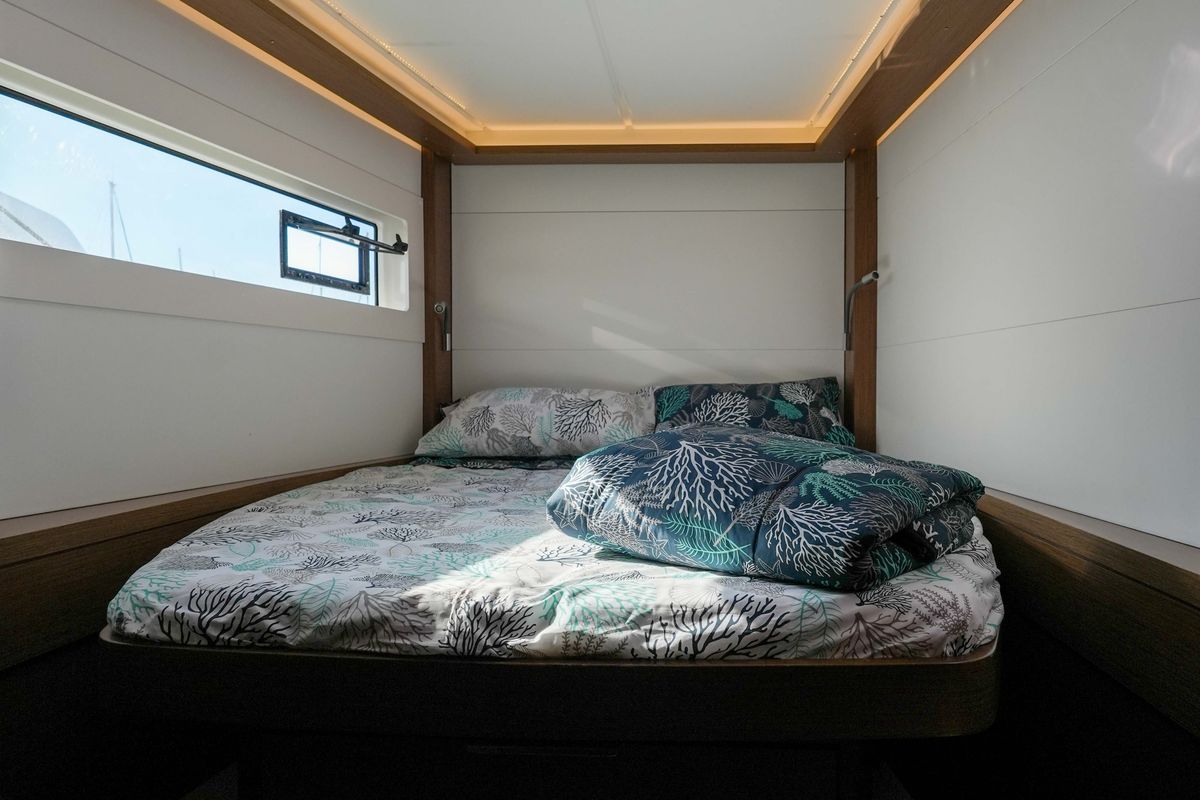 Cabin on Barone, a Lagoon 46 catamaran at Salerno, Italy