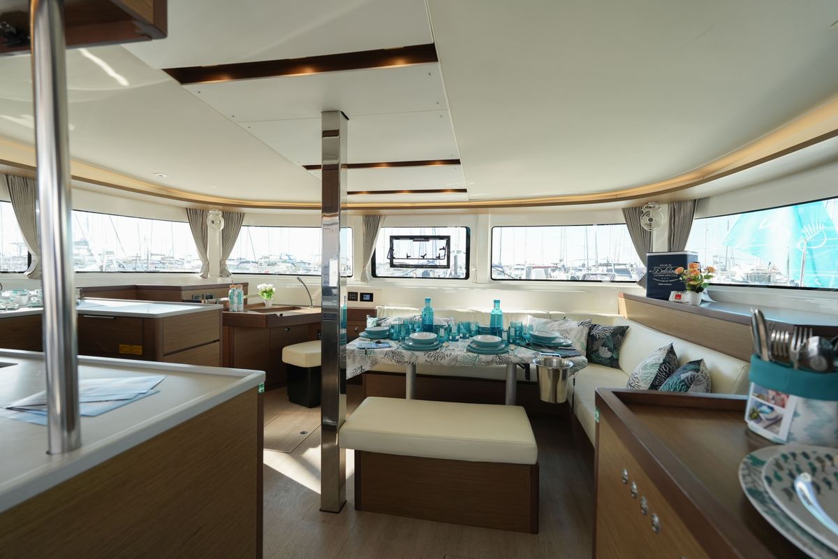 Salon of Barone, a Lagoon 46 catamaran at Salerno, Italy