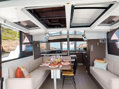 Salon of Jolene, a Bali Catspace catamaran at Pirovac, Croatia
