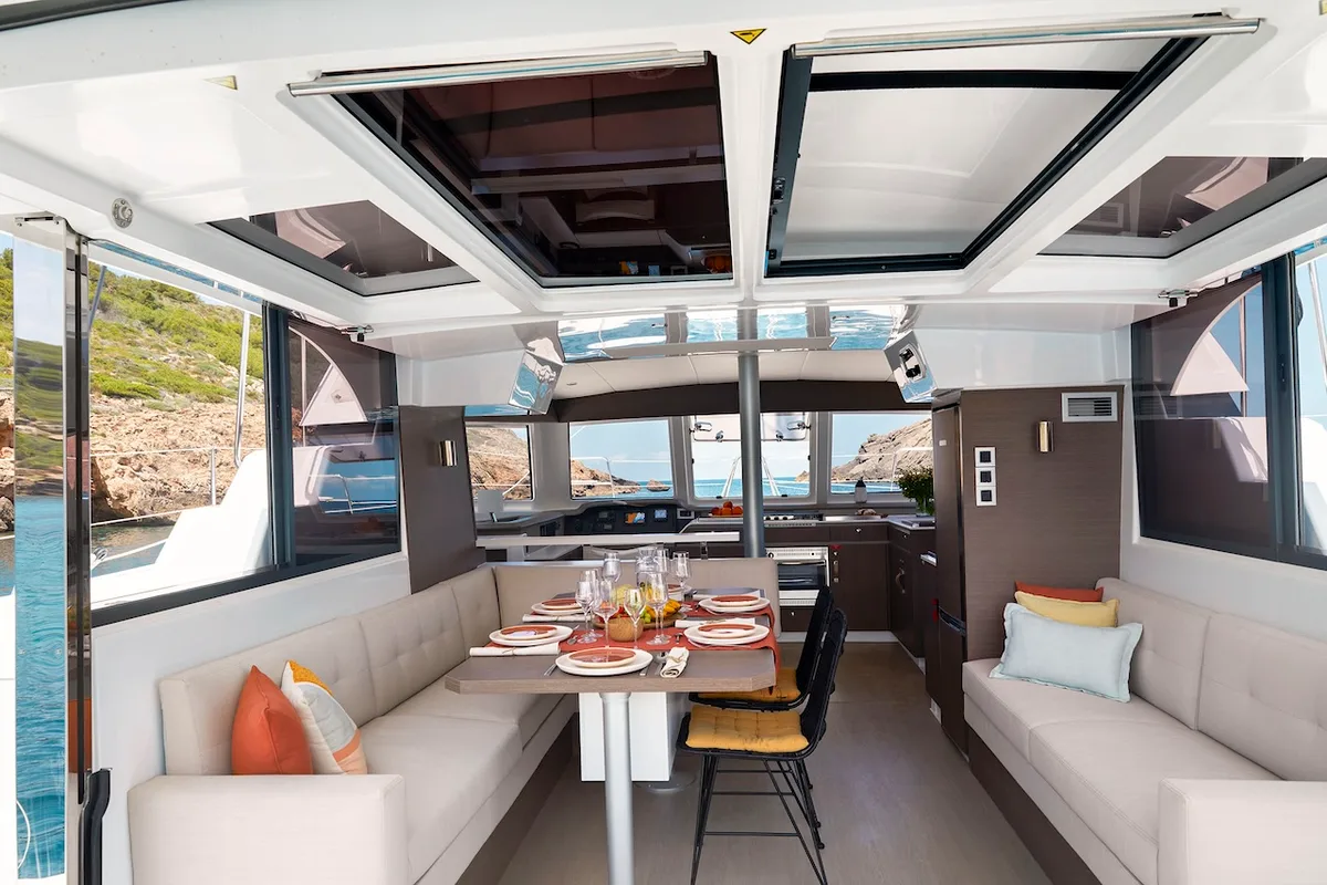 Salon of Jolene, a Bali Catspace catamaran at Pirovac, Croatia