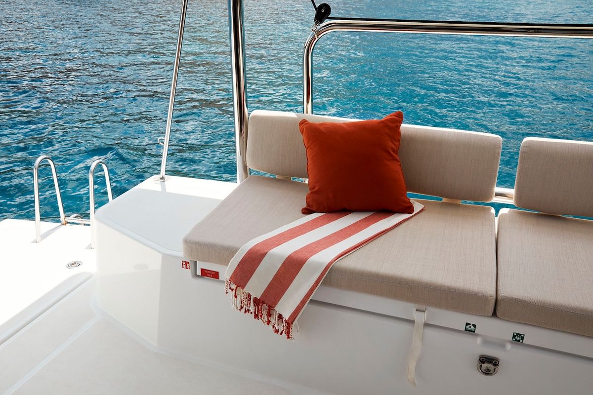 Deck of Jolene, a Bali Catspace catamaran at Pirovac, Croatia