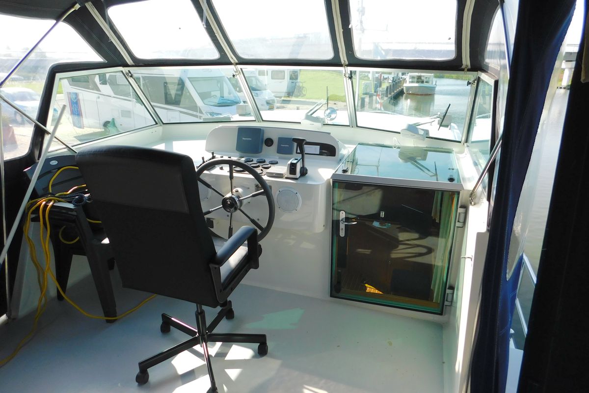Cockpit of Stern, a Beneteau Figaro 3 motorboat at IJsselstein, Netherlands