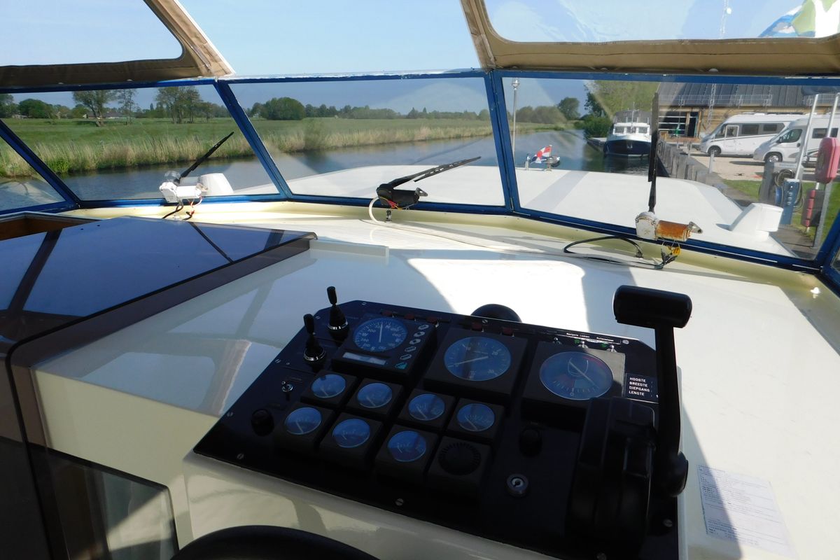 Cockpit of Stern, a Beneteau Figaro 3 motorboat at IJsselstein, Netherlands