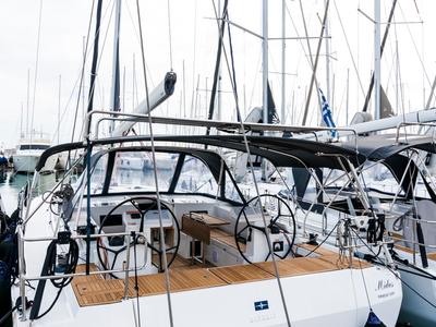 Deck of Midas, a Bavaria C45 sailboat at Tourlos, Greece