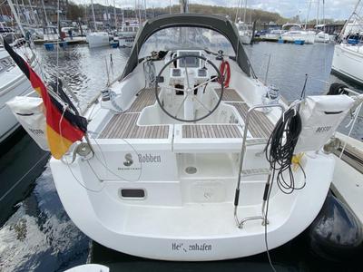 Cockpit of Robben, a Beneteau Oceanis 31 sailboat at Heiligenhafen, Germany
