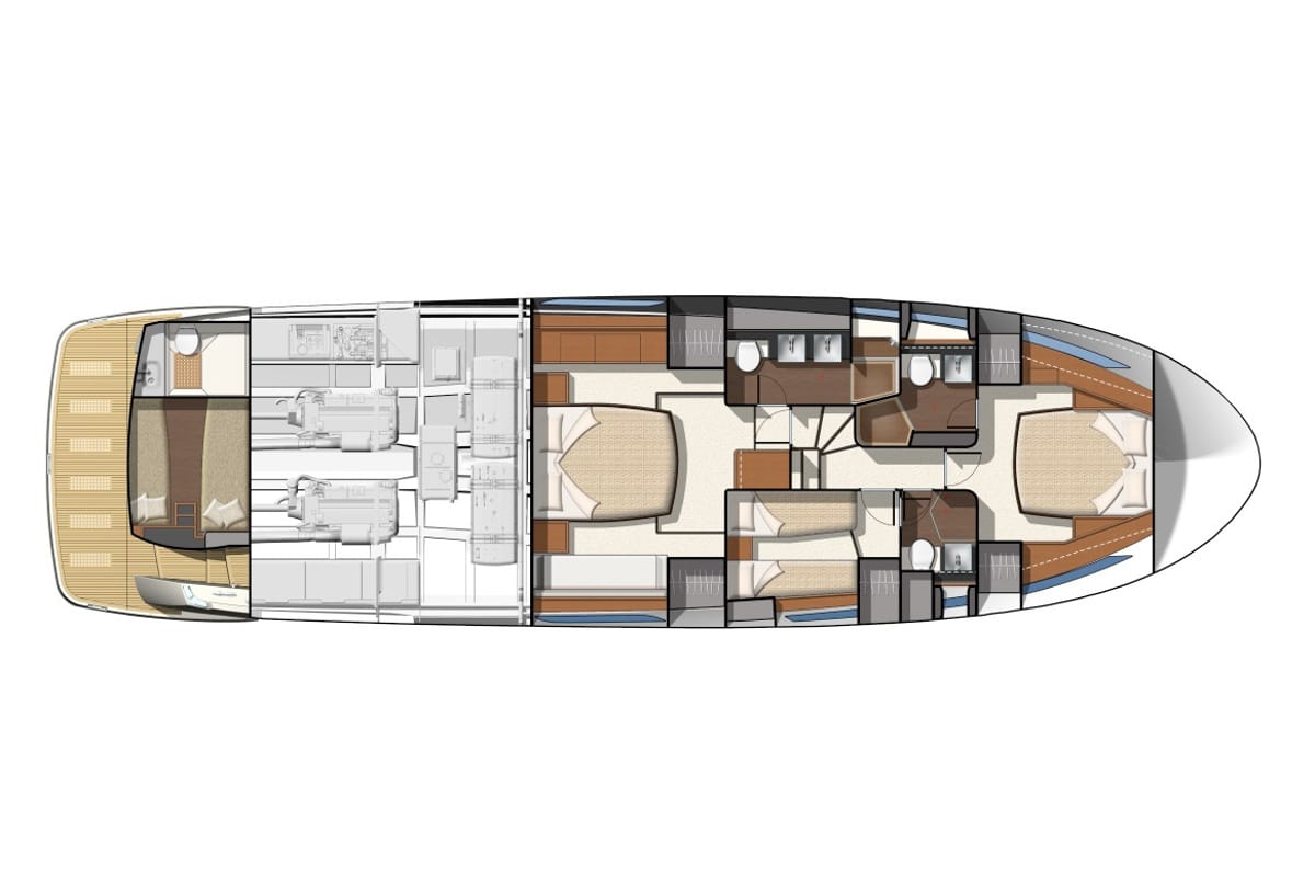 Floor plan of Kismet, a Prestige 620 yacht at Malé, Maldives