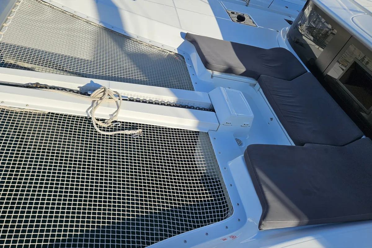 Salon of A-Sphere, a Lagoon 46 catamaran at Marmaris, Turkey