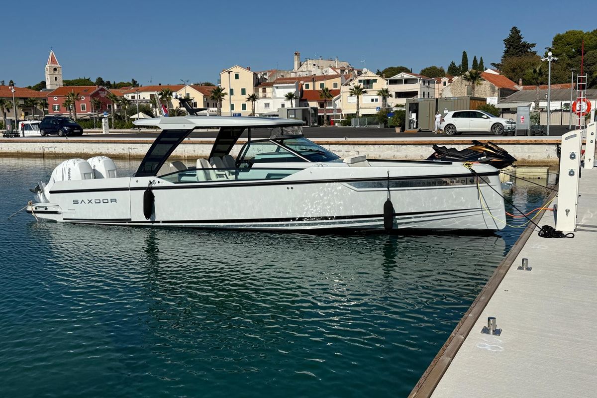 Exterior view of No Name, a Saxdor Yachts Saxdor 320 GTO motorboat at Općina Sukošan, Croatia