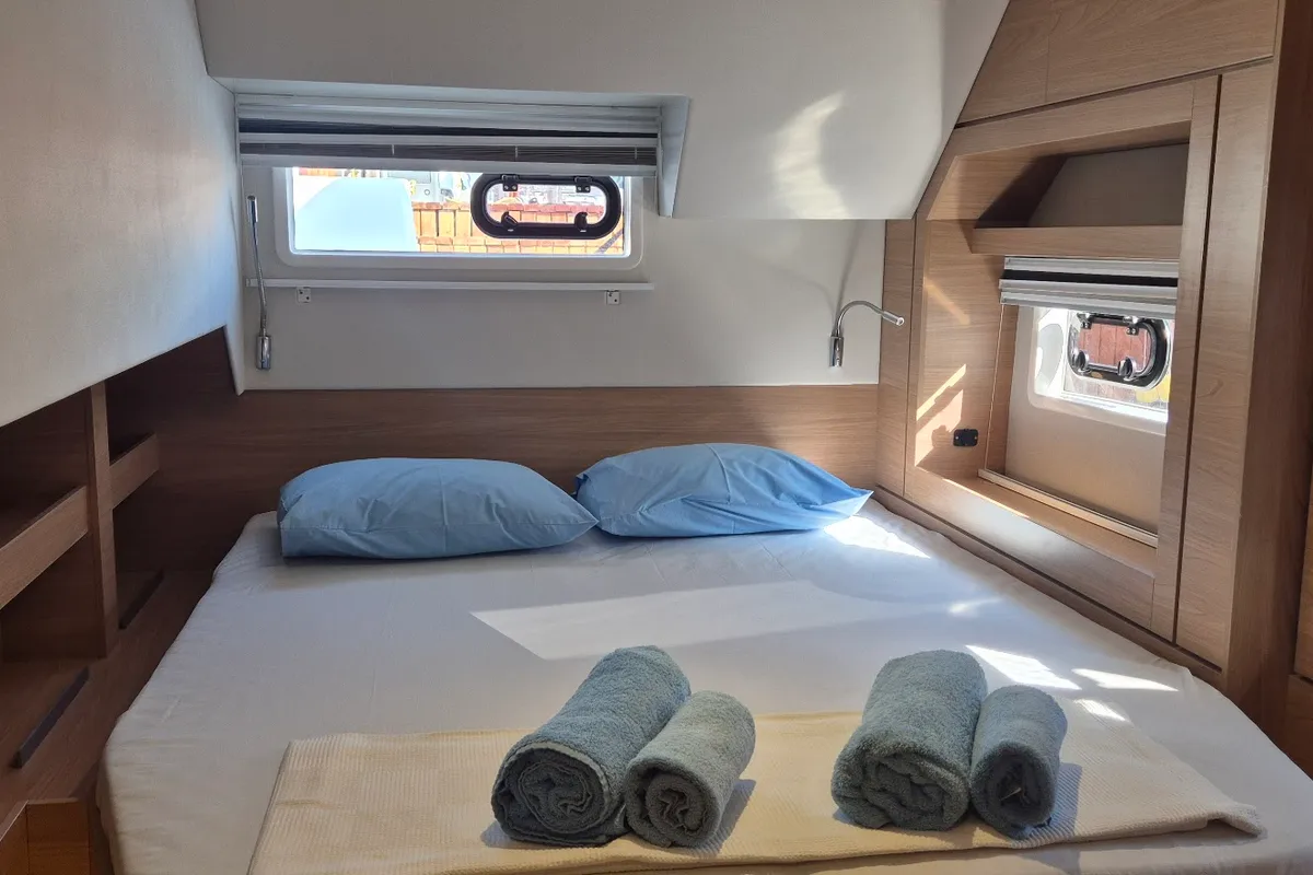 Deck of Solo Star, a Bali 4.6 catamaran at Fethiye, Turkey