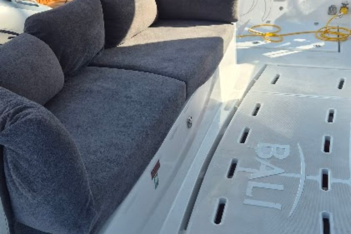 Deck of Solo Star, a Bali 4.6 catamaran at Fethiye, Turkey