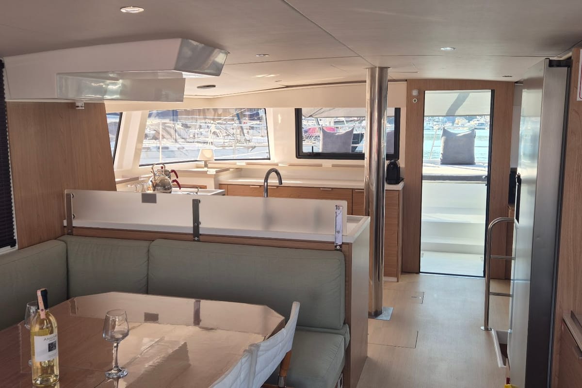 Galley of Solo Star, a Bali 4.6 catamaran at Fethiye, Turkey