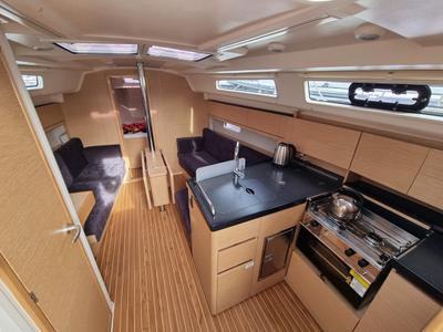 Galley of First Wind, a Hanse Yachts Hanse 348 sailboat at Gdańsk, Poland