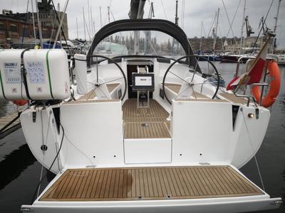 Cockpit of First Wind, a Hanse Yachts Hanse 348 sailboat at Gdańsk, Poland