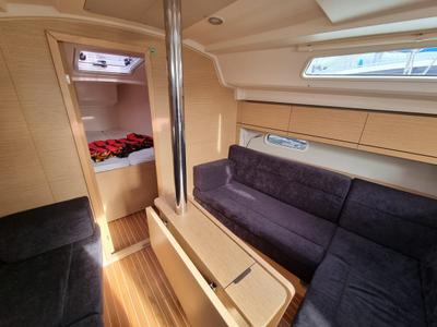 Salon of First Wind, a Hanse Yachts Hanse 348 sailboat at Gdańsk, Poland