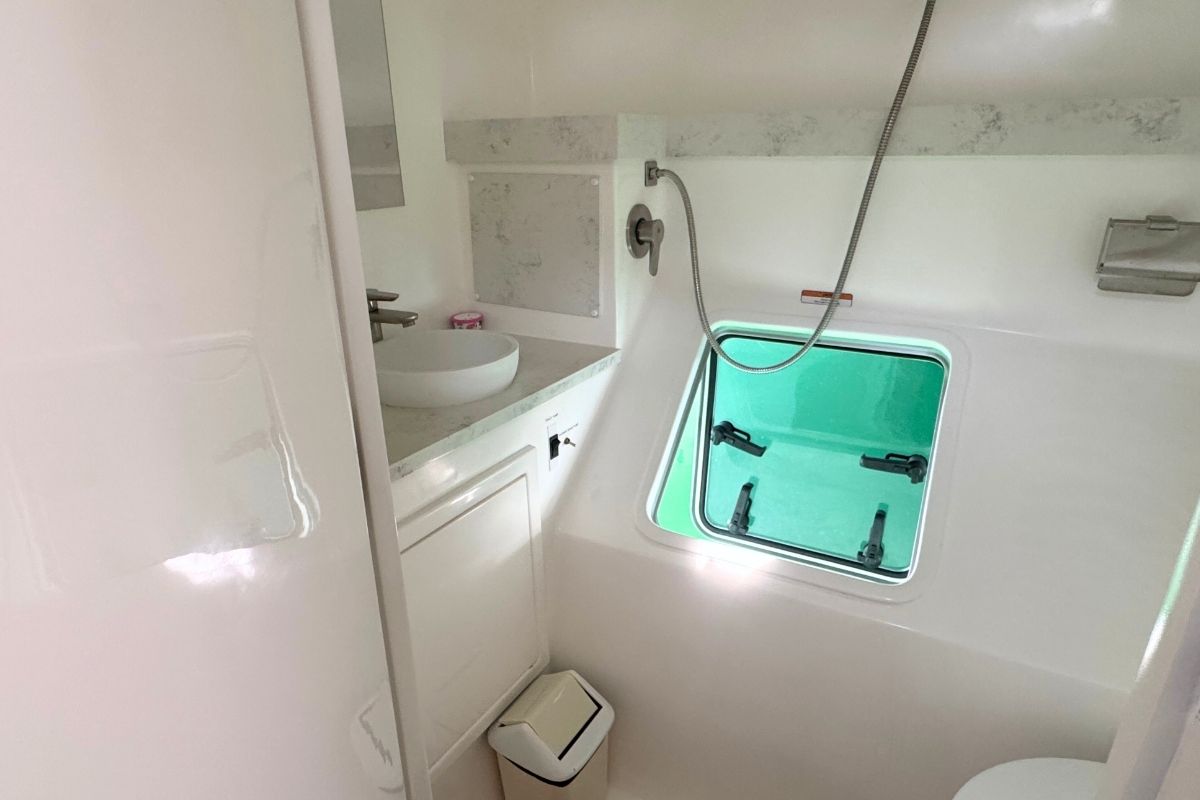 Head on Isle Phantom, a Island Spirit Yachts Island Spirit 410 catamaran at Baan Salak Phet, Thailand