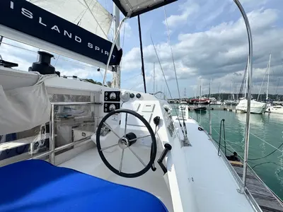 Cockpit of Isle Phantom, a Island Spirit Yachts Island Spirit 410 catamaran at Baan Salak Phet, Thailand