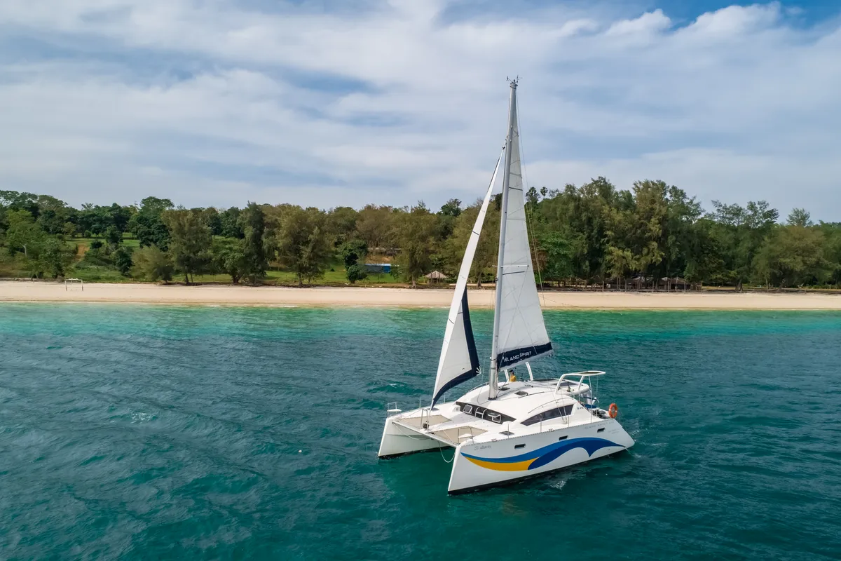 Exterior view of Isle Phantom, a Island Spirit Yachts Island Spirit 410 catamaran at Baan Salak Phet, Thailand