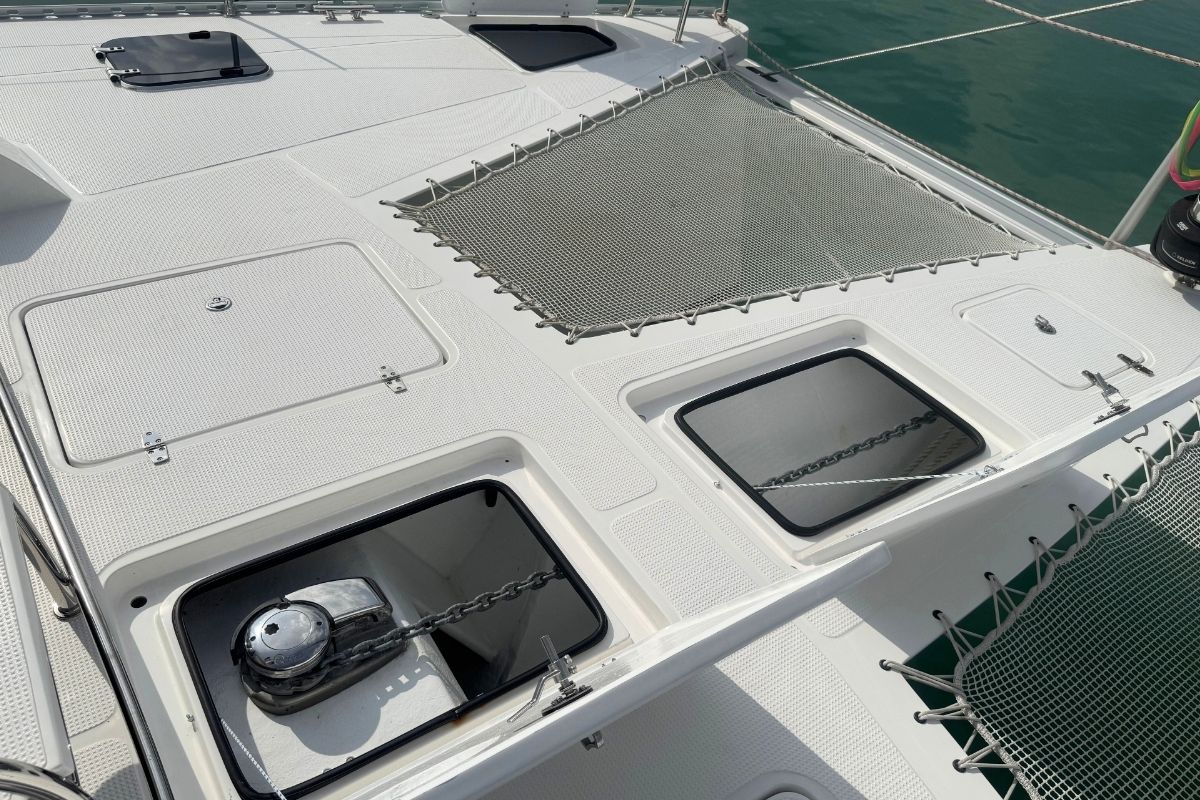 Deck of Isle Phantom, a Island Spirit Yachts Island Spirit 410 catamaran at Baan Salak Phet, Thailand