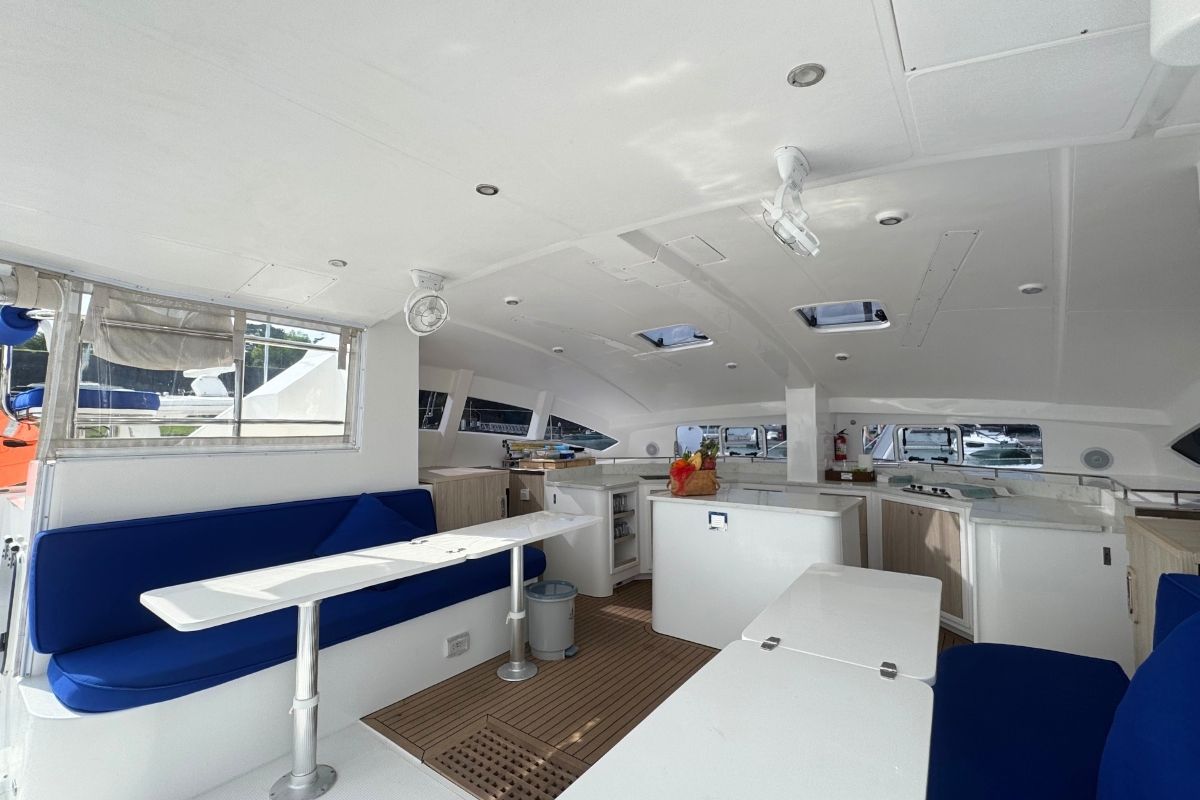 Salon of Isle Phantom, a Island Spirit Yachts Island Spirit 410 catamaran at Baan Salak Phet, Thailand