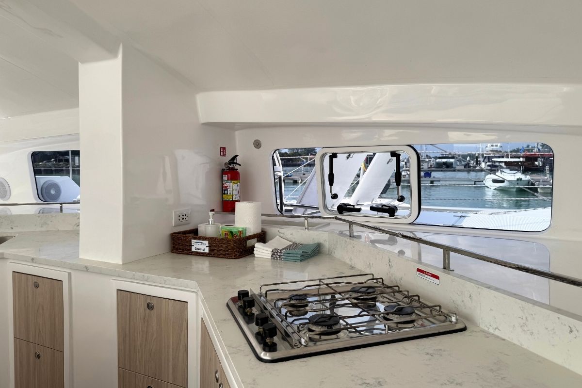 Galley of Isle Phantom, a Island Spirit Yachts Island Spirit 410 catamaran at Baan Salak Phet, Thailand