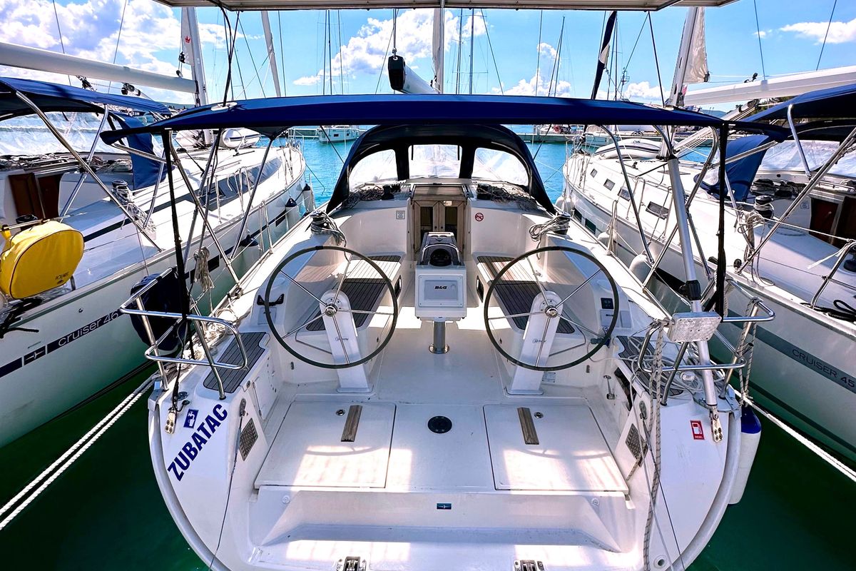 Cockpit of Zubatac, a Bavaria Cruiser 41 sailboat at Općina Sukošan, Croatia