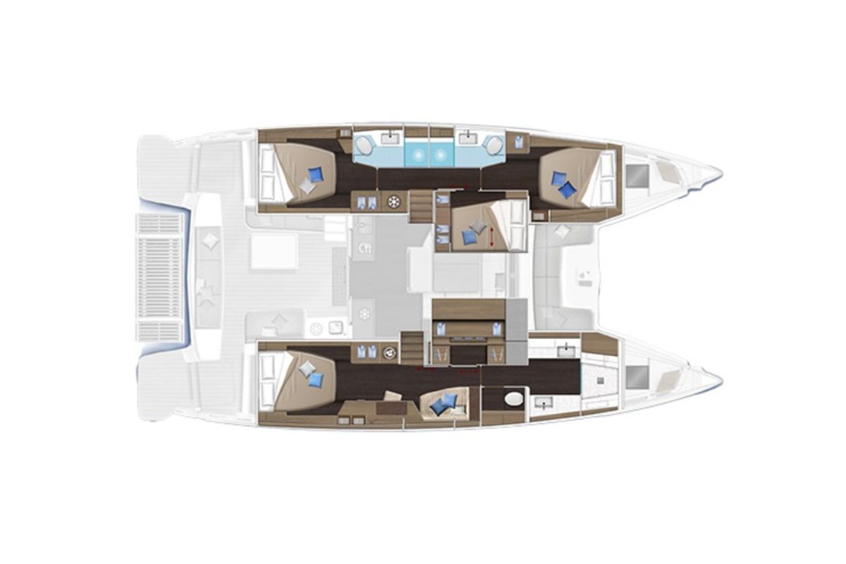 Floor plan of ZIG, a Lagoon 51 catamaran at Paraty, Brazil