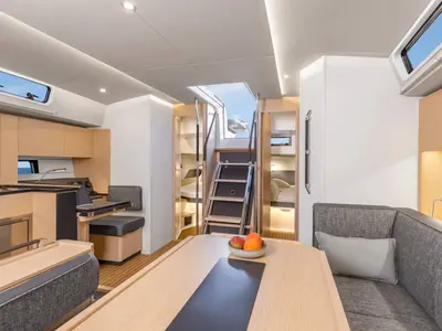 Salon of Astan, a Hanse Yachts Hanse 460 sailboat at Cogolin, France