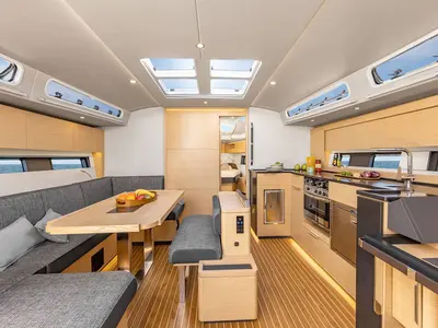 Galley of Astan, a Hanse Yachts Hanse 460 sailboat at Cogolin, France