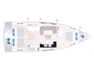 Floor plan of Astan, a Hanse Yachts Hanse 460 sailboat at Cogolin, France