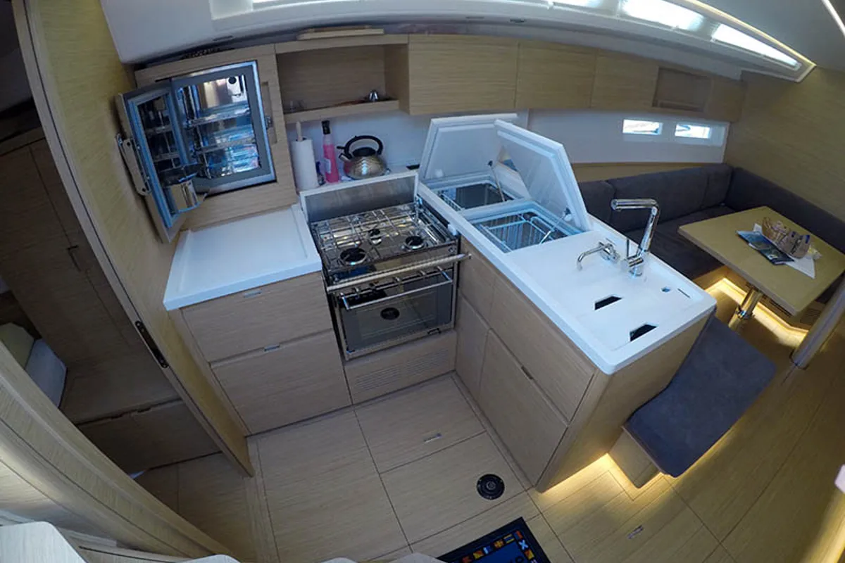 Galley of Sportski Vuk 44, a Cantiere Del Pardo (Grand Soleil) Grand Soleil 44 Performance sailboat at Grad Šibenik, Croatia