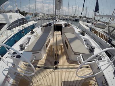 Deck of Sportski Vuk 44, a Cantiere Del Pardo (Grand Soleil) Grand Soleil 44 Performance sailboat at Grad Šibenik, Croatia