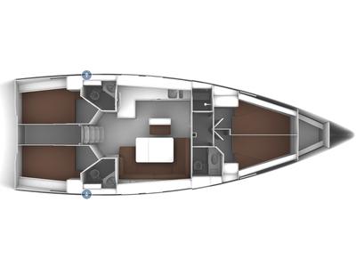 Floor plan of Comfort, a Bavaria Cruiser 46 sailboat at Harstad, Norway