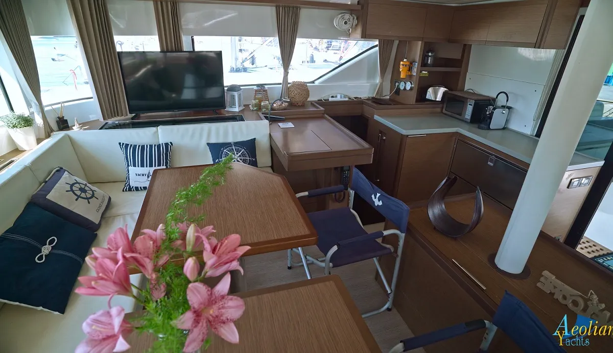 Galley of Aeolian Myth, a Lagoon 50 catamaran at Preveza, Greece