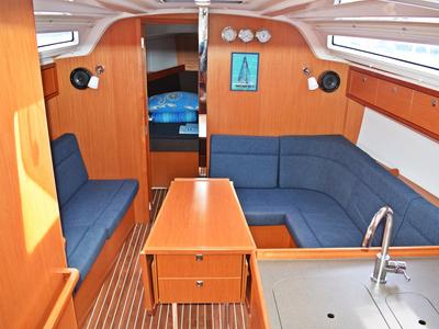 Salon of Zaklopatica, a Bavaria Cruiser 37 sailboat at Grad Kaštela, Croatia
