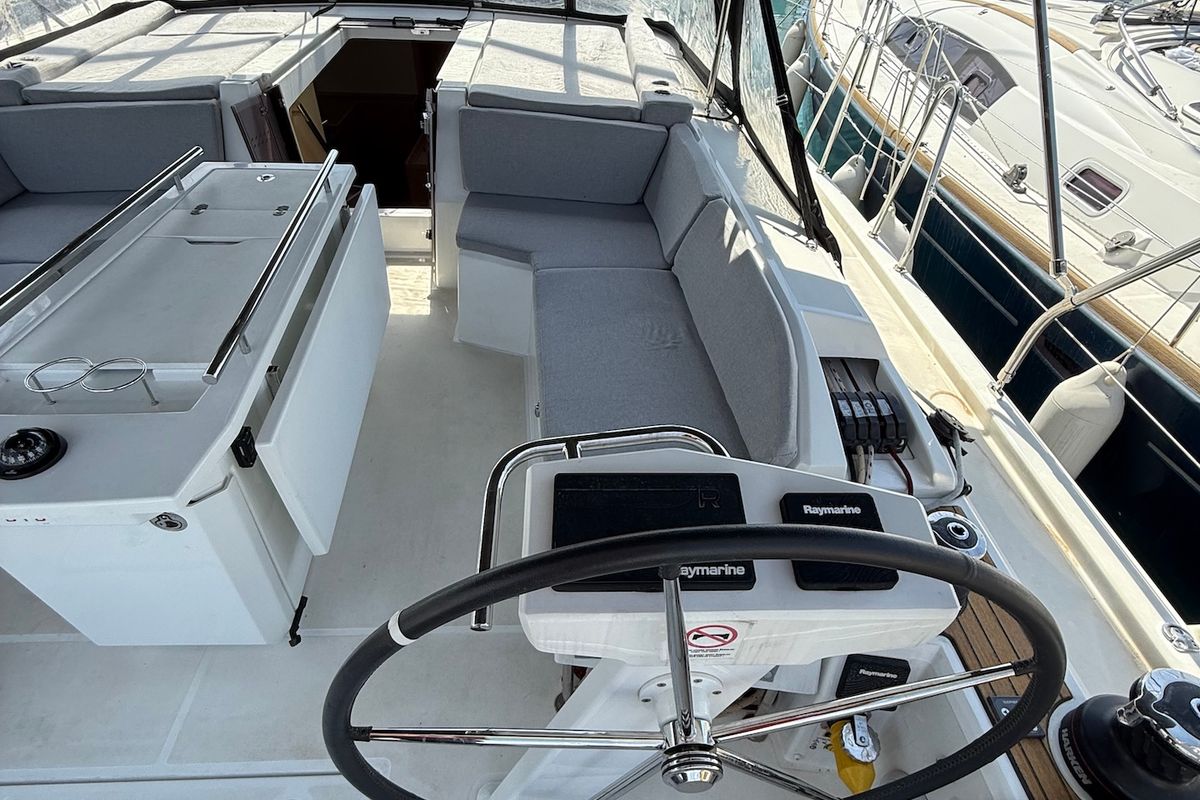 Cockpit of Inmeda, a Beneteau Oceanis 46.1 sailboat at Općina Sukošan, Croatia