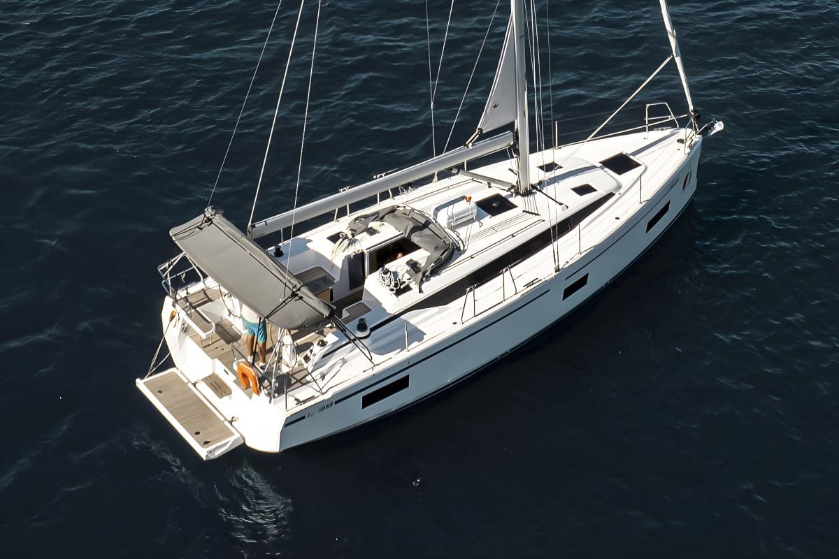 Deck of Coconut, a Bavaria C38 sailboat at Fethiye, Turkey