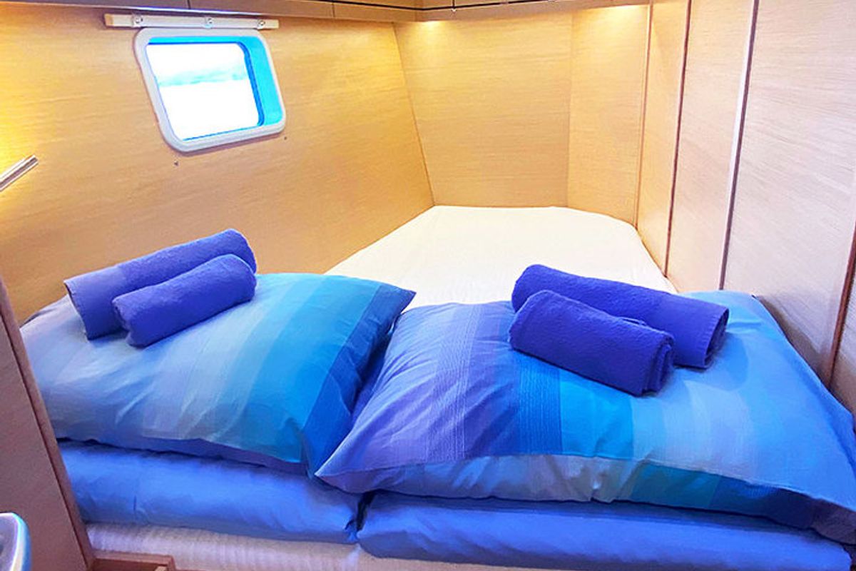 Cabin on Golden Box, a Hanse Yachts Hanse 508 sailboat at Grad Kaštela, Croatia