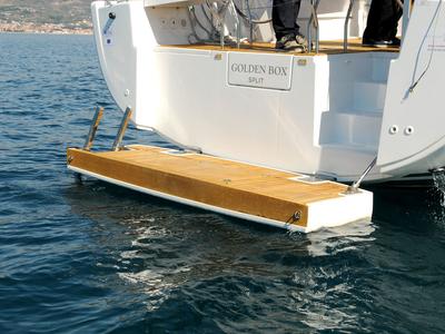 Deck of Golden Box, a Hanse Yachts Hanse 508 sailboat at Grad Kaštela, Croatia