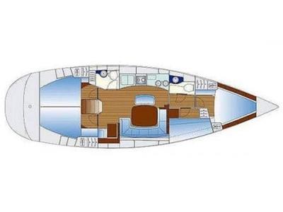 Floor plan of Hellenic Sky, a Bavaria 44 sailboat at Municipal Unit of Rhodes, Greece