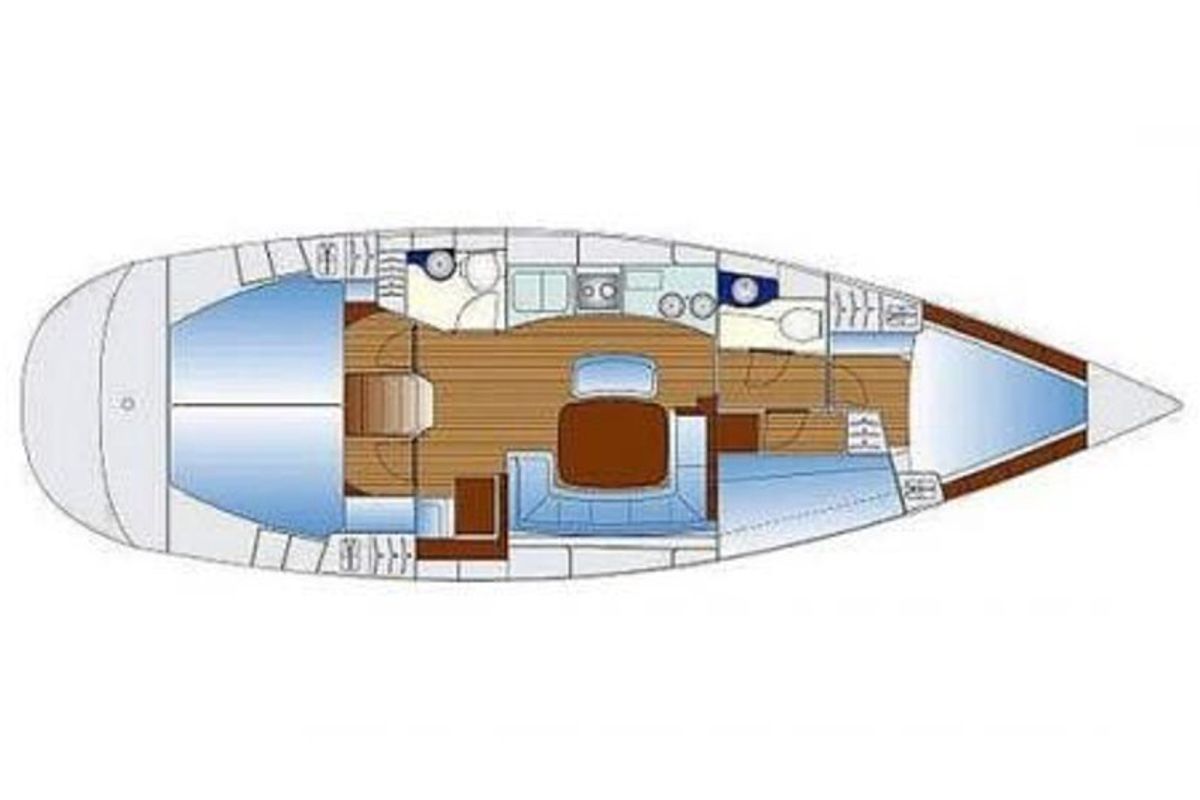 Floor plan of Hellenic Sky, a Bavaria 44 sailboat at Municipal Unit of Rhodes, Greece