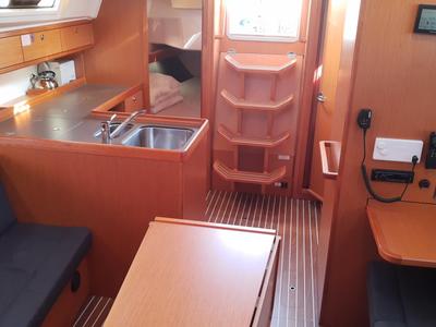 Galley of Sixteen, a Bavaria 37 Cruiser sailboat at Fisksätra, Sweden