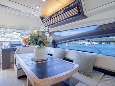 Salon of Not Dead Yet, a Azimut 64 yacht at Palma de Mallorca, Spain