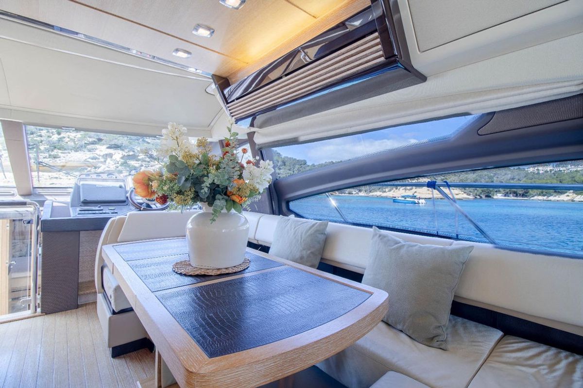 Salon of Not Dead Yet, a Azimut 64 yacht at Palma de Mallorca, Spain