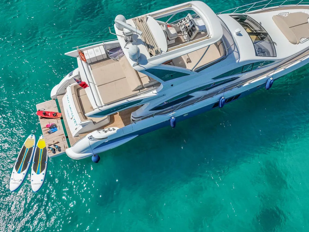 Exterior view of Not Dead Yet, a Azimut 64 yacht at Palma de Mallorca, Spain