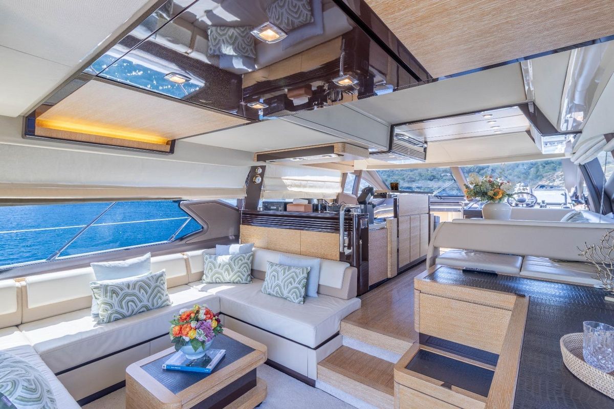 Salon of Not Dead Yet, a Azimut 64 yacht at Palma de Mallorca, Spain