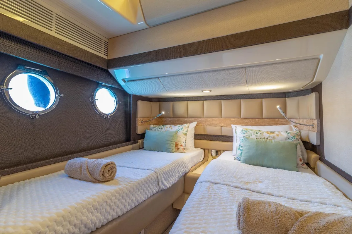 Cabin on Not Dead Yet, a Azimut 64 yacht at Palma de Mallorca, Spain